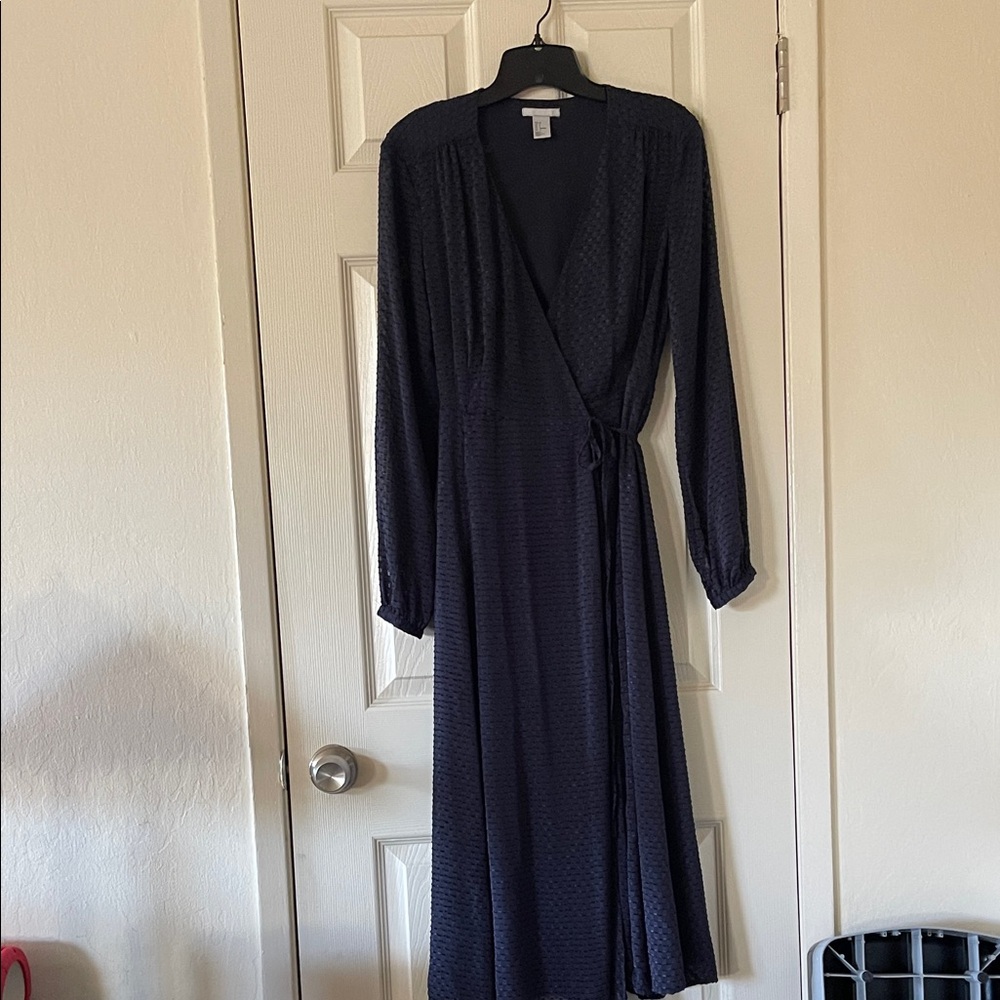H&M Dark Blue Long Sleeve Dress